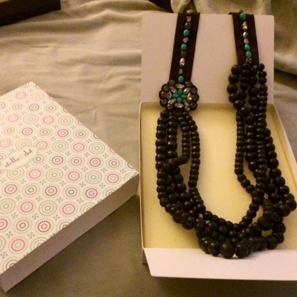 🕶️Sayulita long wood bead/Swarovski Crystal statement necklace Stella & Dot - Picture 6 of 6